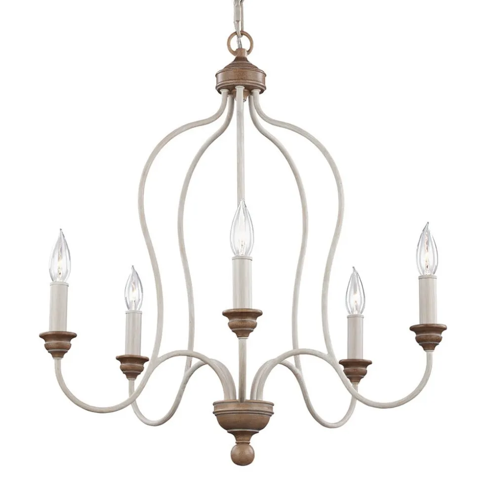 5-vlammige kroonluchter Hartsville in kalkwit