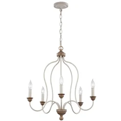 5-vlammige kroonluchter Hartsville in kalkwit