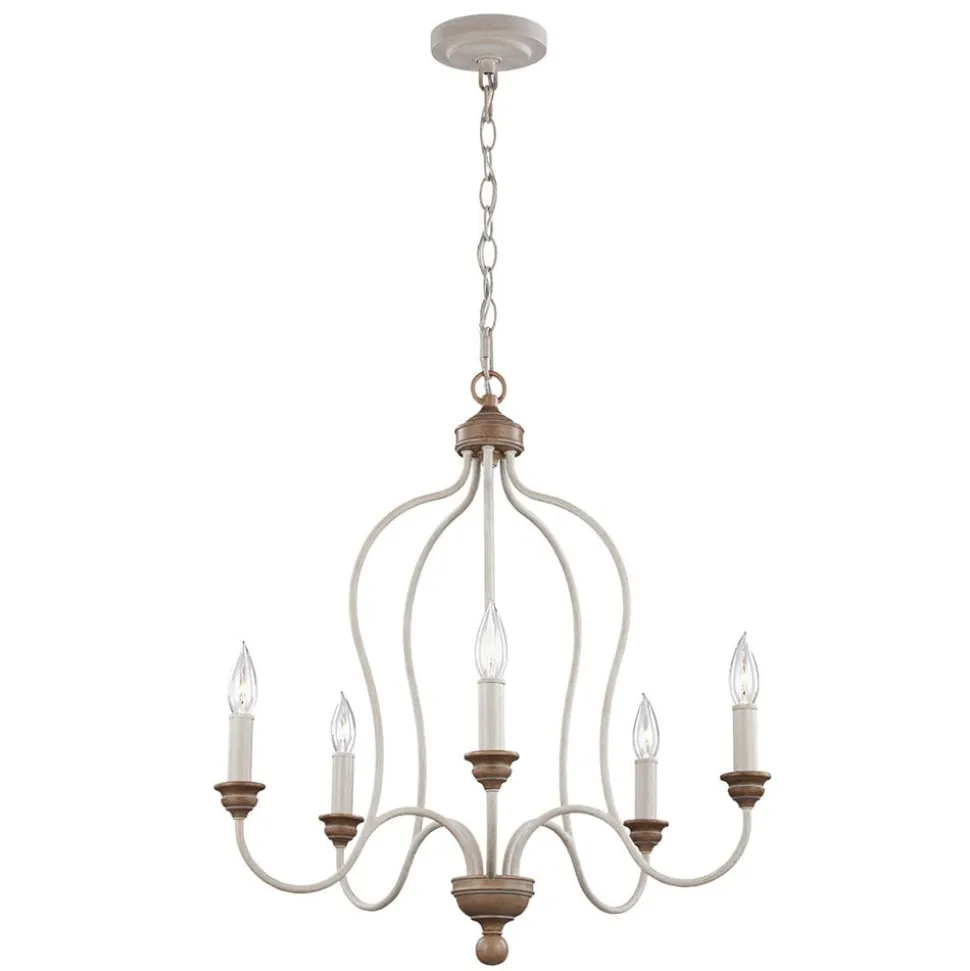 5-vlammige kroonluchter Hartsville in kalkwit