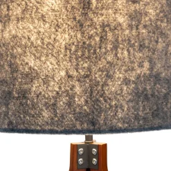 Vloerlamp 2072528, driebeen van hout, stoffen kap