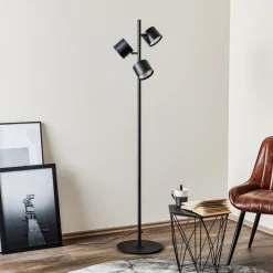 Vloerlamp 1047, 3-lamps, zwart