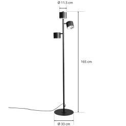 Vloerlamp 1047, 3-lamps, zwart