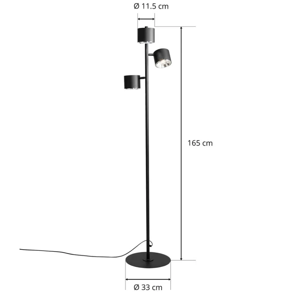 Vloerlamp 1047, 3-lamps, zwart