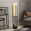 Vloerlamp 8125, zwart/wit, metaal/canvas, hoogte 130 cm