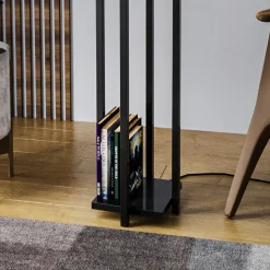 Vloerlamp 8125, zwart/wit, metaal/canvas, hoogte 130 cm