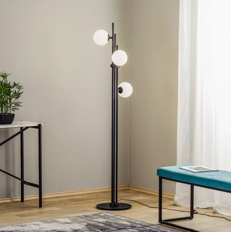 Vloerlamp 1073A1, 3-lamps, zwart