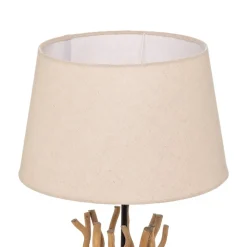 Vloerlamp Agar met stoffen kap en houten element