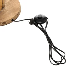 Vloerlamp Agar met stoffen kap en houten element