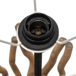 Vloerlamp Agar met stoffen kap en houten element