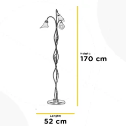 Vloerlamp Alga, 3-lamps, ijzer, glas, Florentijn