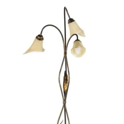 Vloerlamp Alga, 3-lamps, ijzer, glas, Florentijn