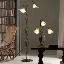 Vloerlamp Alga, 3-lamps, ijzer, glas, Florentijn