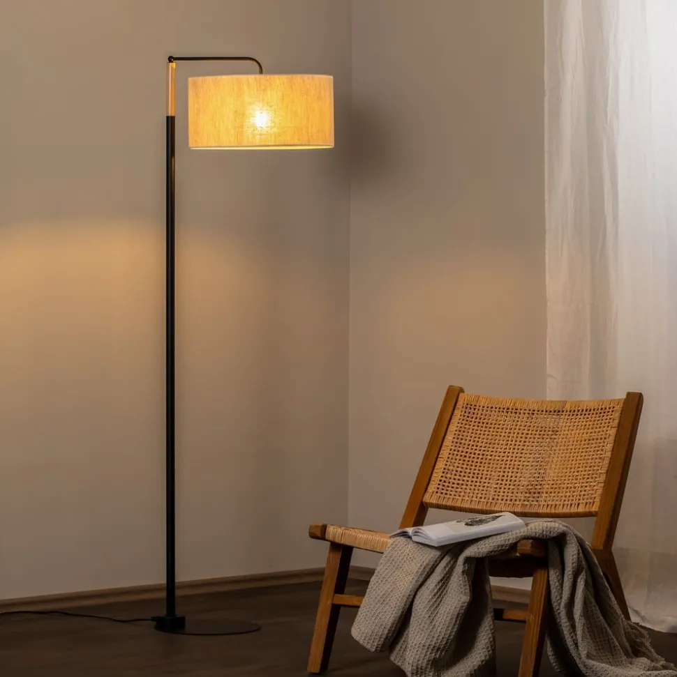 Vloerlamp Atlanta met linnen kap