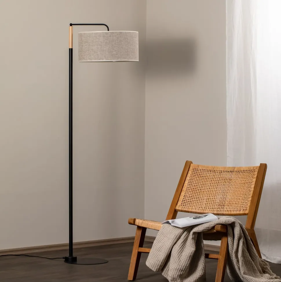 Vloerlamp Atlanta met linnen kap