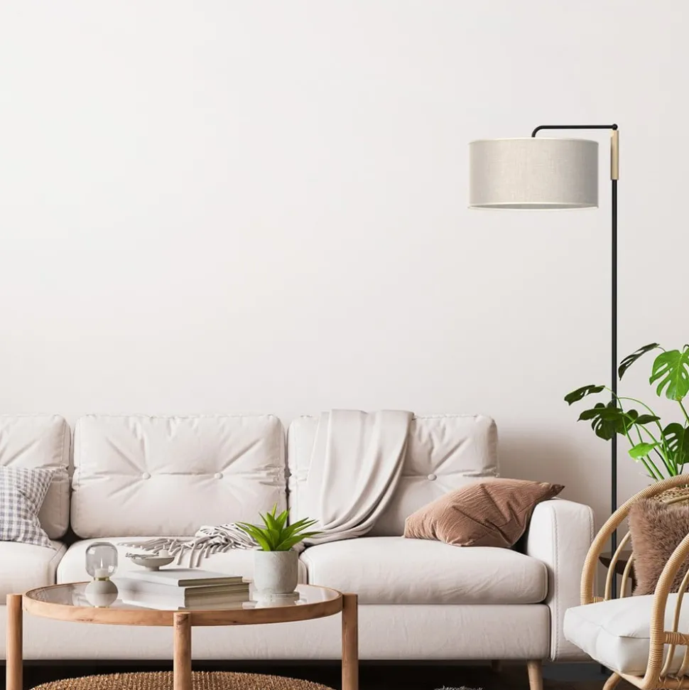 Vloerlamp Atlanta met linnen kap