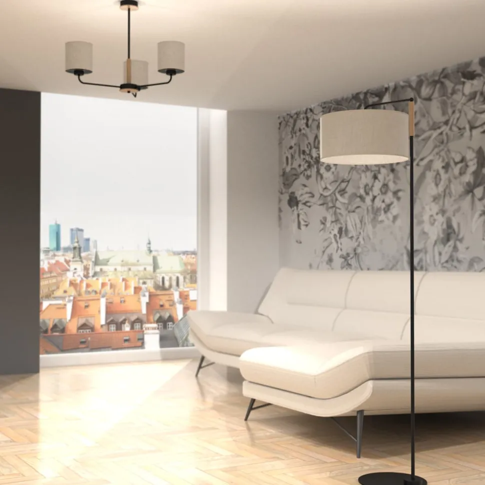 Vloerlamp Atlanta met linnen kap