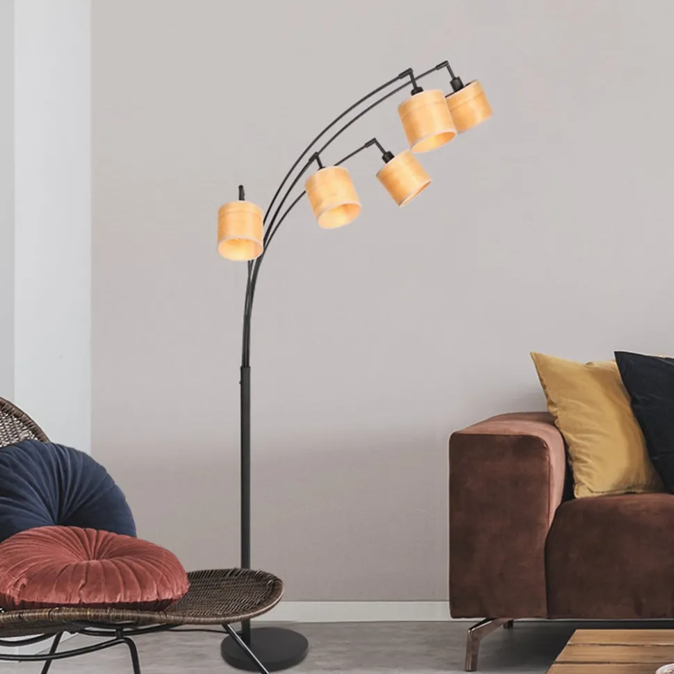 Vloerlamp bamboe, 5-lamps