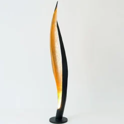 Vloerlamp Barbone, bruin-zwart, goud