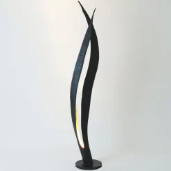 Vloerlamp Barbone, bruin-zwart, goud