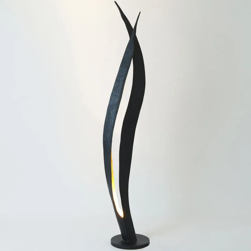 Vloerlamp Barbone, bruin-zwart, goud