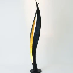 Vloerlamp Barbone, bruin-zwart, goud