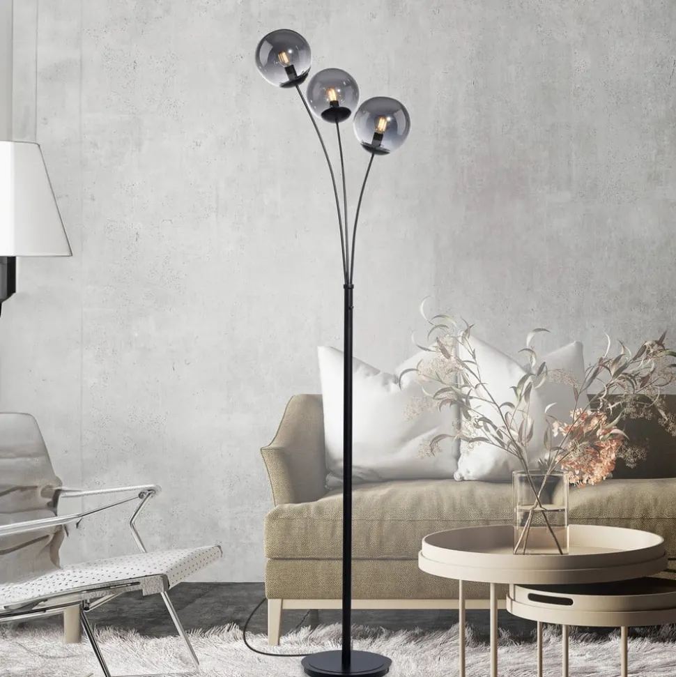 Vloerlamp Big Widow met drie glazen kappen