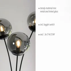 Vloerlamp Big Widow met drie glazen kappen