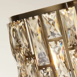 Vloerlamp Bijou, messing, kristalglas