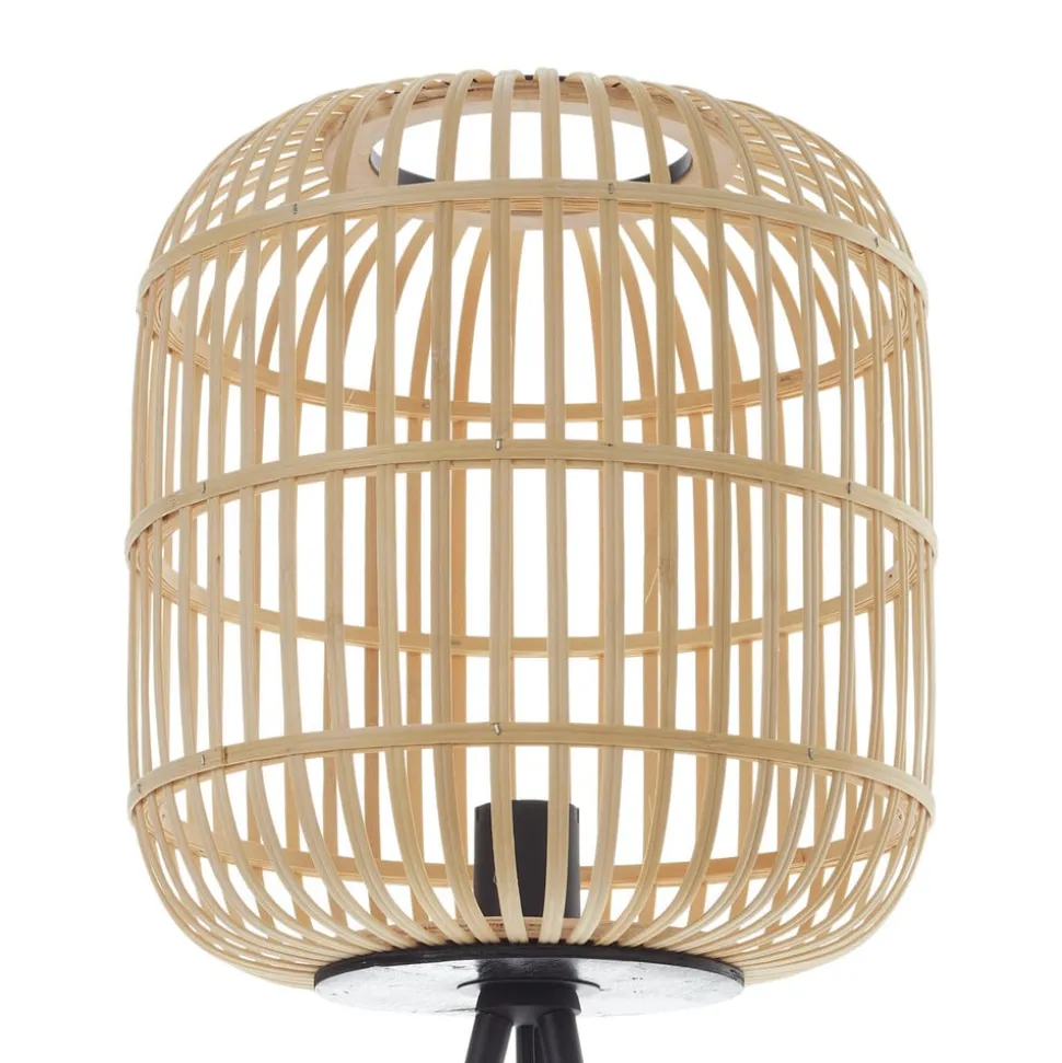 Vloerlamp Bordesley driebeen met houten kap