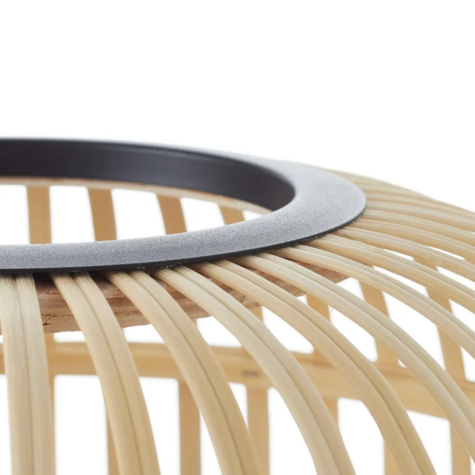 Vloerlamp Bordesley driebeen met houten kap