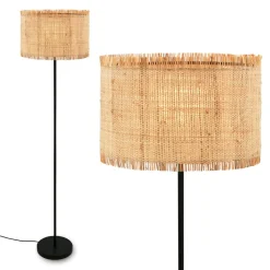 Vloerlamp Borra, natuurlijke kleur, metaal, stro, E27