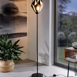 Vloerlamp Carlton van staal, zwart/koper