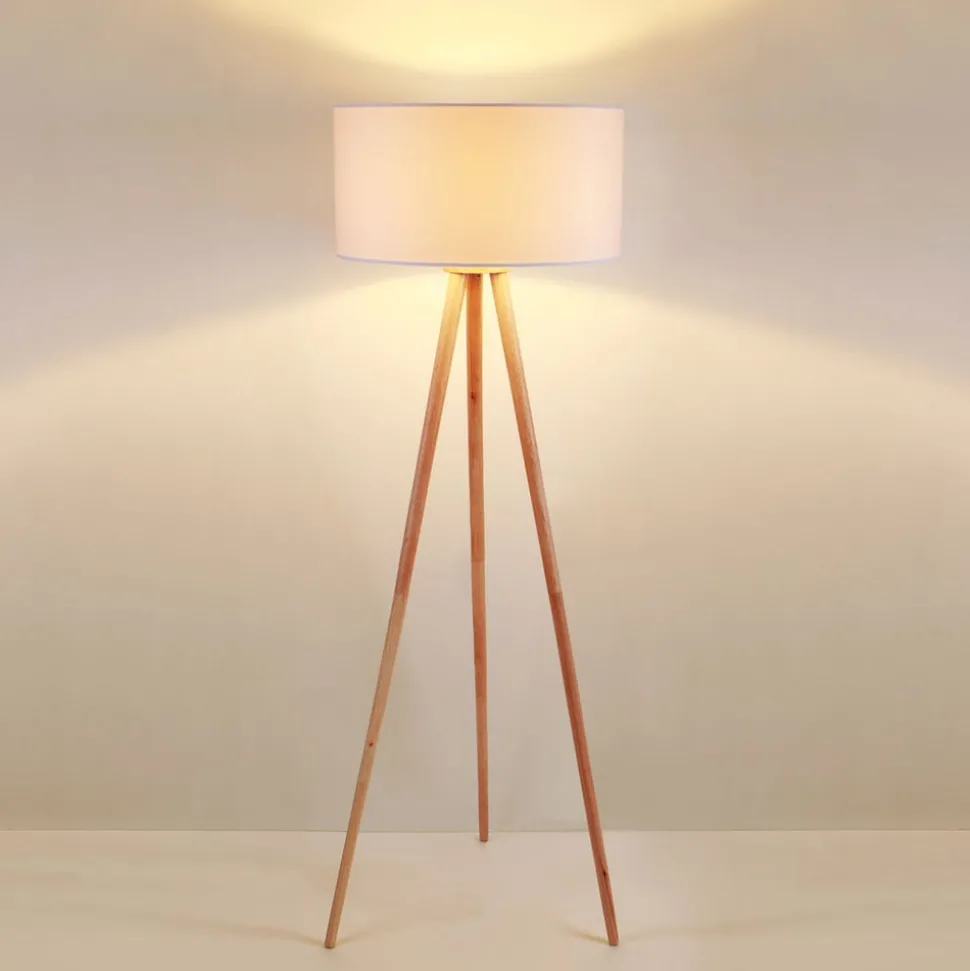 Vloerlamp Charlia, wit, hout, hoogte 150cm