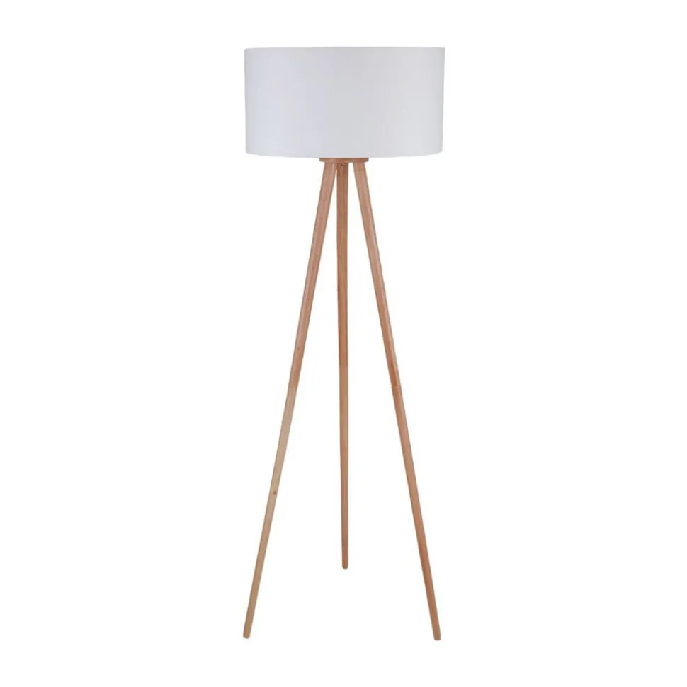 Vloerlamp Charlia, wit, hout, hoogte 150cm