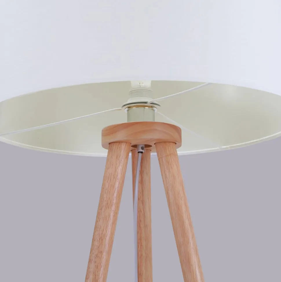 Vloerlamp Charlia, wit, hout, hoogte 150cm