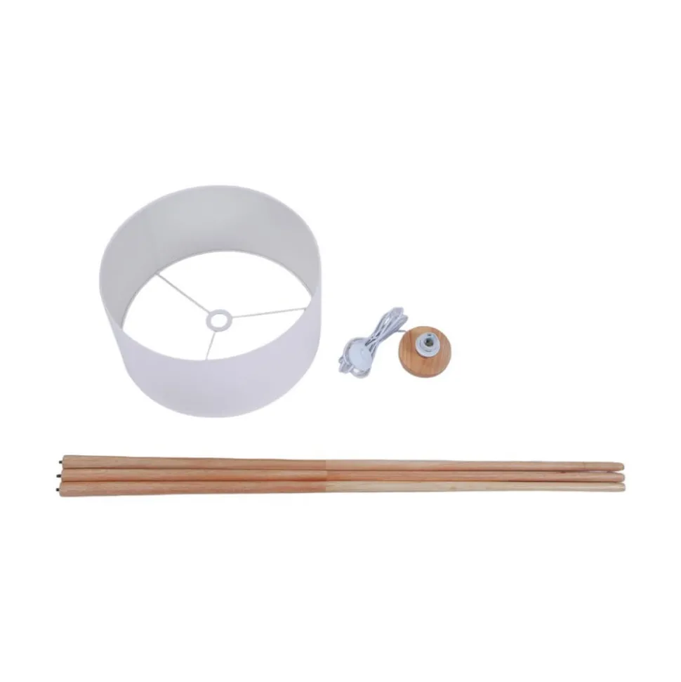 Vloerlamp Charlia, wit, hout, hoogte 150cm