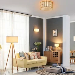 Vloerlamp Charlia, wit, hout, hoogte 150cm