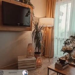 Vloerlamp Charlia, wit, hout, hoogte 150cm