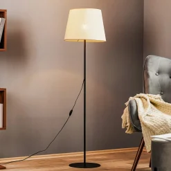 Vloerlamp Chicago met kap van linnen