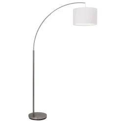 Vloerlamp Clarie, wit, ijzerkleurig, 180 cm, stof/metaal