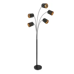 Vloerlamp Clarke, zwart/goud, 5-lamps