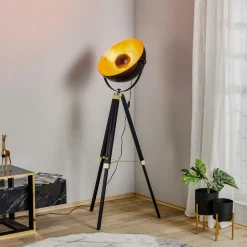 Vloerlamp Covaleda med driepootsframe zwart/goud