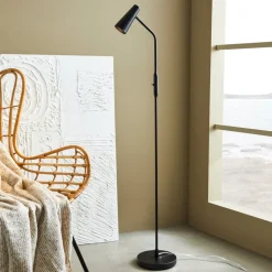 Vloerlamp Crest zwart beweegbare kap