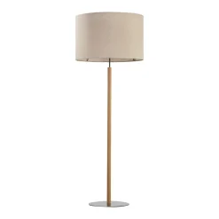 Vloerlamp Deva Nature, textiel, hout