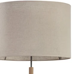 Vloerlamp Deva Nature, textiel, hout
