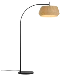 Vloerlamp Dicte, handgebonden kap, amber