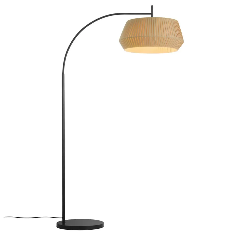 Vloerlamp Dicte, handgebonden kap, amber