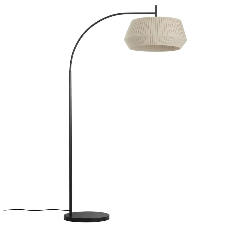 Vloerlamp Dicte, handgebonden kap, amber