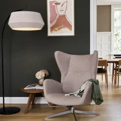 Vloerlamp Dicte, hangebonden kap, wit