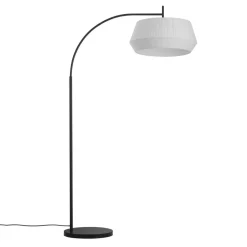 Vloerlamp Dicte, hangebonden kap, wit